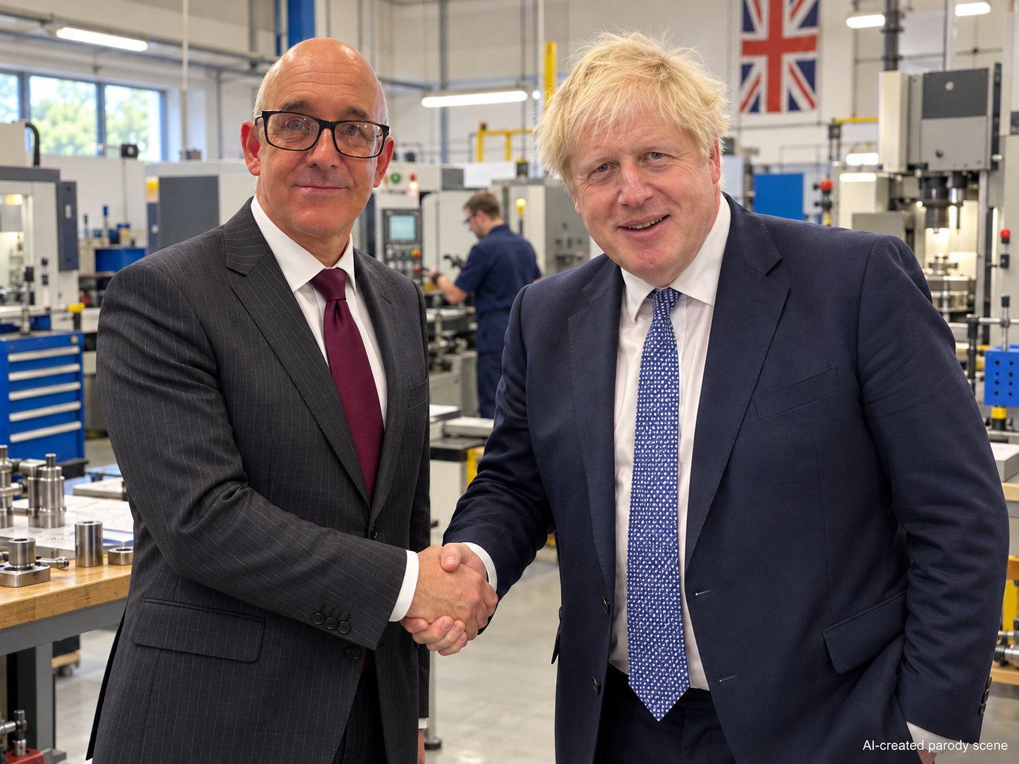 AI-created imagined meeting between Redvers Stringer and Boris Johnson